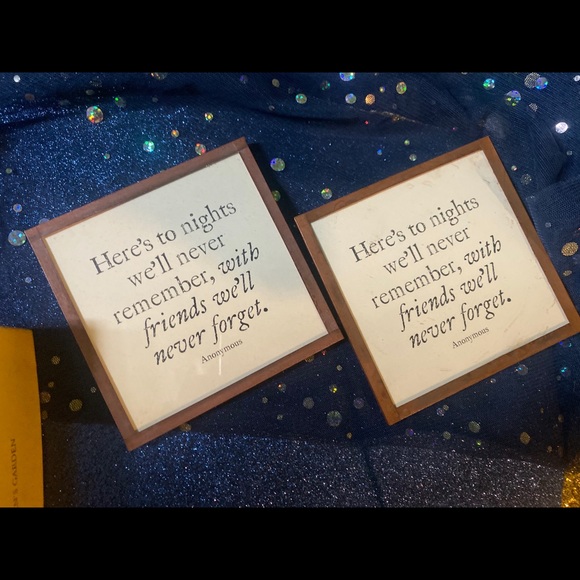 HANDCRAFTED IN NYC GLASS WOOD 2 Coasters - Picture 1 of 3